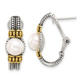 Image of 25.1mm Sterling Silver Gold-tone Antiqued Simulated Pearl Omega Back Earrings