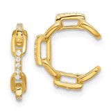 Image of 14.5mm Sterling Silver Gold-tone CZ Chain Link Design Pair of 2 Cuff Earrings
