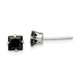Image of 5mm Sterling Silver Polished Black Square 5mm CZ Snap-in Set Stud Earrings