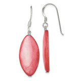 Image of 38mm Sterling Silver Polished Pink Mother of Pearl Marquise Dangle Earrings