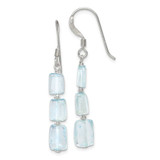 Image of 43mm Sterling Silver Polished Rectangular Light Blue Quartz Dangle Earrings