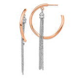 Image of 2.5mm Sterling Silver Rhodium-plated & Rose-gold plate Hoop w/Chain Earrings