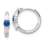 Image of 16.5mm Sterling Silver Rhodium-plated Blue Spinel and CZ Hinged Hoop Earrings
