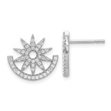 Image of 13.8mm Sterling Silver Rhodium-plated CZ Fancy Half Circle Star Post Earrings