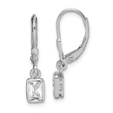 Image of 25mm Sterling Silver Rhodium-plated Emerald-cut 6x4mm CZ Leverback Earrings