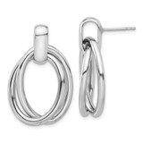 Image of Sterling Silver Rhodium-plated Hollow Double Link Post Dangle Earrings
