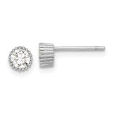Image of 4.85mm Sterling Silver Rhodium-plated 4mm CZ Grooved Bezel Post Stud Earrings