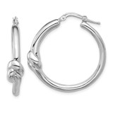Image of 32.7mm Sterling Silver Rhodium-plated Polished Knot Large Round Hoop Earrings