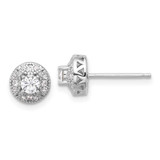 Image of 7.75mm Sterling Silver Rhodium-plated Textured Round CZ Cluster Post Earrings