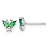 Image of 5.74mm Sterling Silver Rhodium-plated Green & White CZ Butterfly Post Earrings