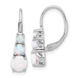 Image of 22mm Sterling Silver Rhodium-plated Polished Created Opal Leverback Earrings