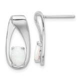 Image of 18.85mm Sterling Silver Rhodium-plated Polished Created Opal Oval Post Earrings