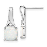 Image of 19.3mm Sterling Silver Rhodium-plated Polished CZ & Created Opal Post Earrings