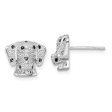 Image of 10.72mm Sterling Silver Rhodium-plated Polished CZ Dalmatian Head Post Earrings