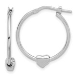 Image of 26.25mm Sterling Silver Rhodium-plated Polished Heart Large Round Hoop Earrings