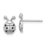 Image of 9.8mm Sterling Silver Flash Platinum-plated Black Spinel Ladybug Post Earrings