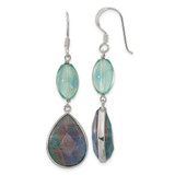 Image of 55mm Sterling Silver Polished Fluorite & Labradorite Teardrop Dangle Earrings