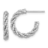 Image of Sterling Silver Rhodium-plated Beaded & Twisted Small Post Hoop Earrings