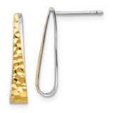 Image of 20.3mm Sterling Silver Rhodium-plated Gold-plated Hammered Post Dangle Earrings