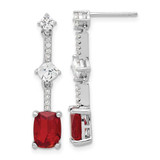Image of 29.5mm Sterling Silver Rhodium-plated Fancy Red & White CZ Post Dangle Earrings