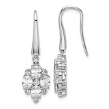 Image of 35.9mm Sterling Silver Rhodium-plated Polished Fancy CZ Cluster Dangle Earrings