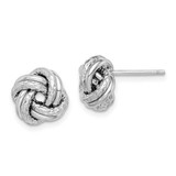 Image of 10.6mm Sterling Silver Rhodium-plated Polished/Textured Love Knot Post Earrings