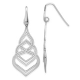 Image of 50.26mm Sterling Silver Rhodium-platedPolished Grooved Fancy Drop Dangle Earrings