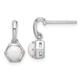 Image of Sterling Silver Rhodium-plated Polished Created Opal Dangle Post Earrings