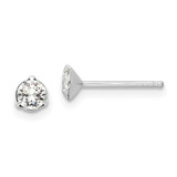 Image of 4.58mm Sterling Silver Rhodium-plated Polished Round 4.5mm Crystal Stud Earrings