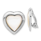 Image of 20mm Sterling Silver Rhodium-plated Mother of Pearl Heart Non-Pierced Earrings