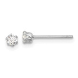 Image of 3.25mm Sterling Silver Rhodium-plated Polished 6 Prong 3mm CZ Post Stud Earrings