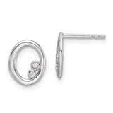 Image of Sterling Silver Rhodium-plated White Ice .03ctw Diamond Oval Post Earrings