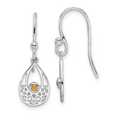 Image of Sterling Silver Rhodium-plated White Ice w/ Citrine Shepherd Hook Earrings
