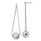 Image of 52mm Sterling Silver Rhodium-plated Diamond-cut Beaded Chain Drop Post Earrings