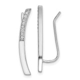 Image of 4mm Sterling Silver Rhodium-plated Polished CZ Curved Bar Ear Climber Earrings