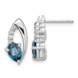 Image of 15.76mm Sterling Silver Rhodium-plated London Blue Topaz and White CZ Post Earrings