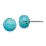 Image of 10-10.5mm Sterling Silver Polished 10-10.5mm Button Simulated Turquoise Post Earrings