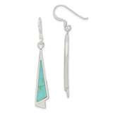 Image of 46mm Sterling Silver Polished Fancy Triangle Simulated Turquoise Dangle Earrings