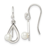 Image of 23.75mm Sterling Silver Polished Teardrop w/ Imitation Pearl Shepherd Hook Earrings
