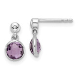 Image of Sterling Silver Rhodium-plated White Ice Diamond and Amethyst Post Earrings