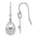Image of Sterling Silver Rhodium-plated White Ice w/ Amethyst Shepherd Hook Earrings