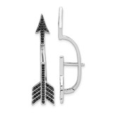 Image of 38mm Sterling Silver Rhodium-plated Polished Black CZ Arrow Hinged Post Earrings