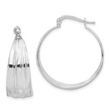 Image of 32.1mm Sterling Silver Rhodium-plated Textured and Tapered MED Round Hoop Earrings