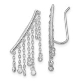 Image of 25mm Sterling Silver Rhodium-plated Polished Fancy CZ Dangle Ear Climber Earrings