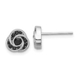 Image of 8.55mm Sterling Silver Rhodium-plated Polished Black Spinel Love Knot Post Earrings