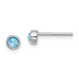 Image of 4.5mm Sterling Silver Rhodium-plated Polished 4mm Created Opal Round Stud Earrings