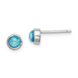Image of 5.5mm Sterling Silver Rhodium-plated Polished 5mm Created Opal Round Stud Earrings