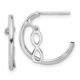 Image of 17.4mm Sterling Silver Rhodium-plated Polished Infinity Dangle J-Hoop Post Earrings