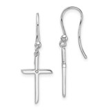 Image of Sterling Silver Rhodium-plated White Ice .01ctw Diamond Cross Dangle Earrings
