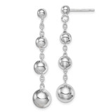 Image of 46mm Sterling Silver Rhodium-plated Polished Graduated Beaded Post Dangle Earrings